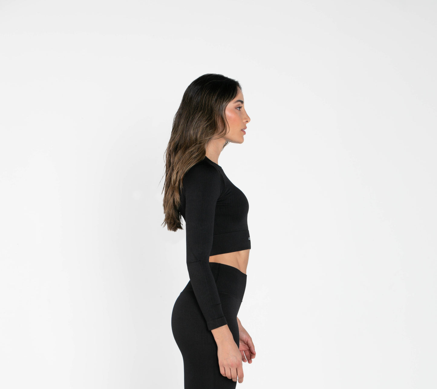 Bloom - Long-Sleeved Crop Top - Black