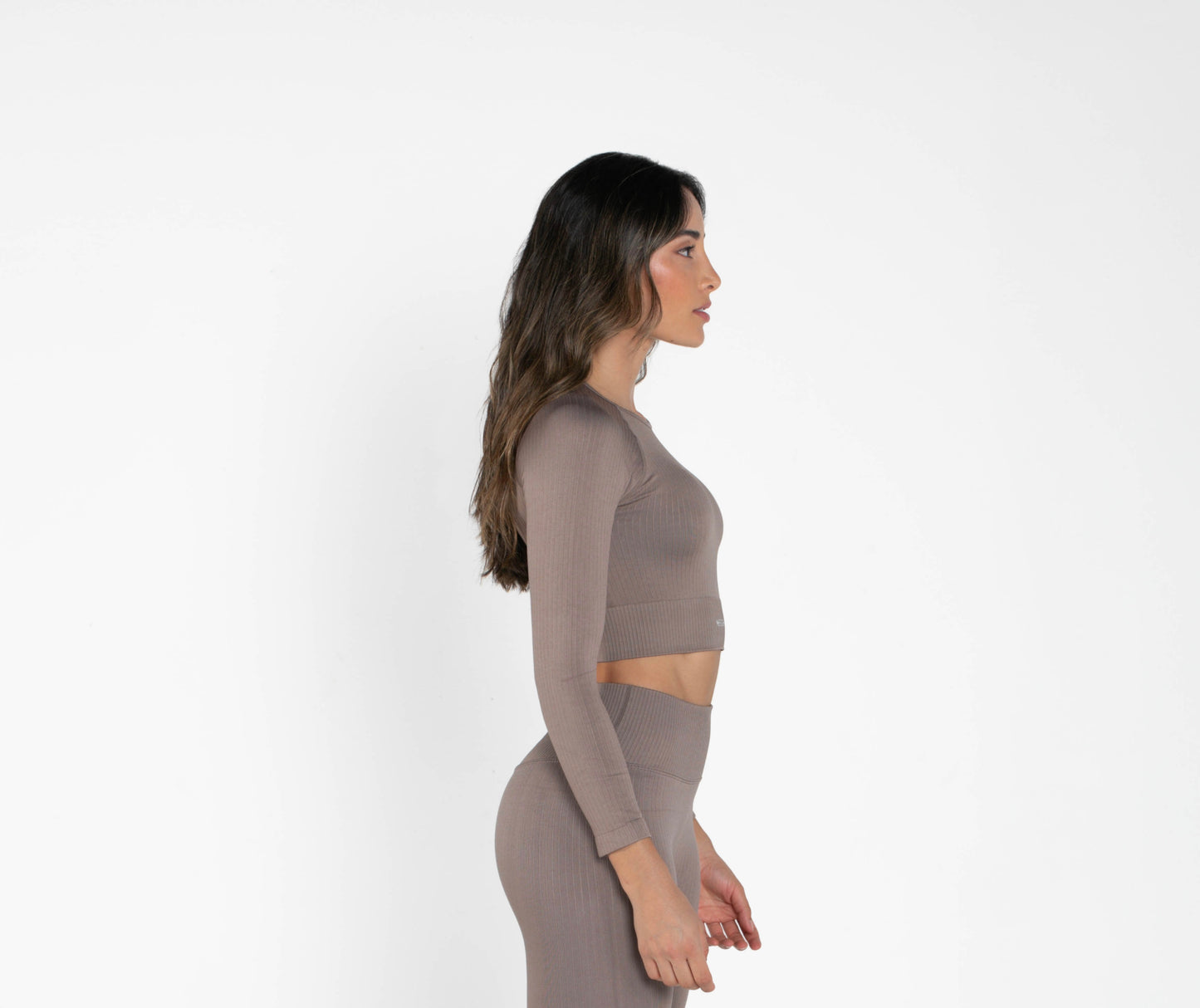 Bloom - Long-Sleeved Crop Top - Brown