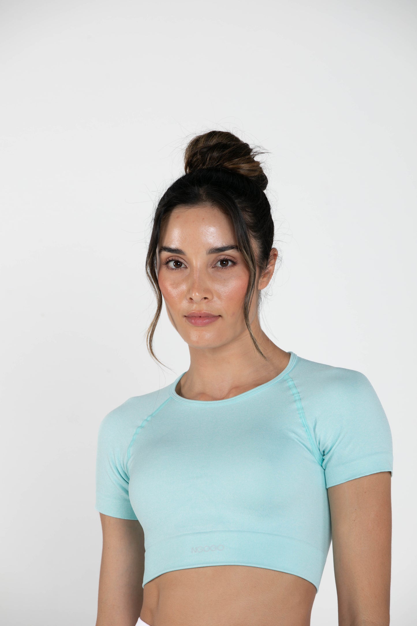 Mellow - Short-Sleeved Crop Top - Aquamarine