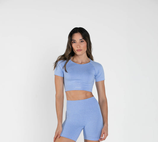 Mellow - Short-Sleeved Crop Top - Blue