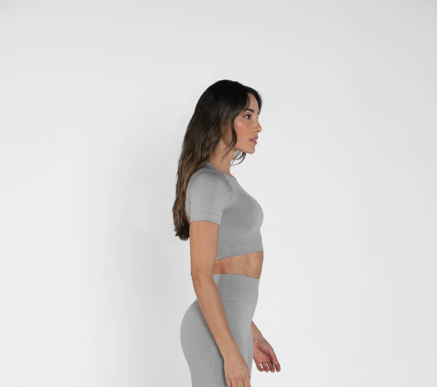 Mellow - Short-Sleeved Crop Top - Grey