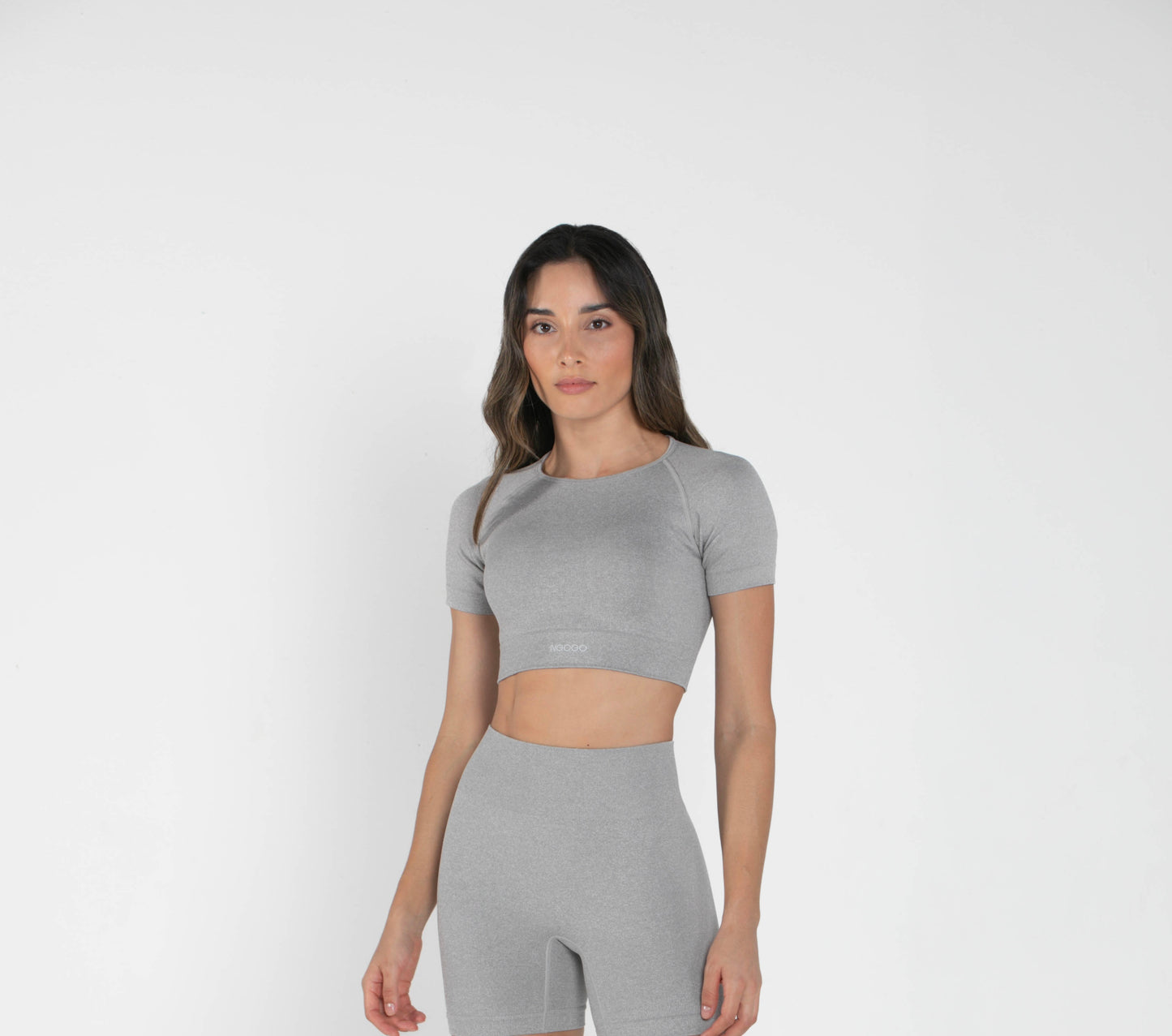 Mellow - Short-Sleeved Crop Top - Grey