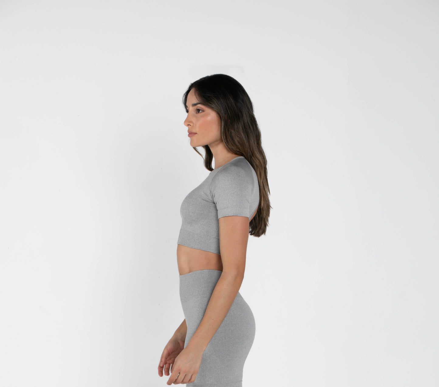 Mellow - Short-Sleeved Crop Top - Grey