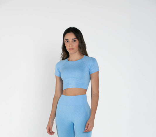 Everyday Short-Sleeved Crop Top - Blue