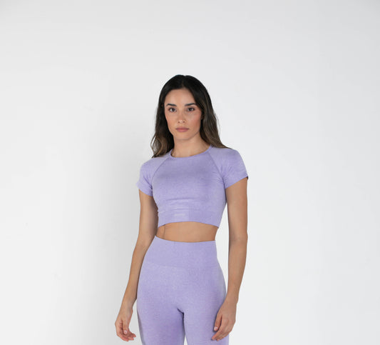 Everyday Short-Sleeved Crop Top - Purple