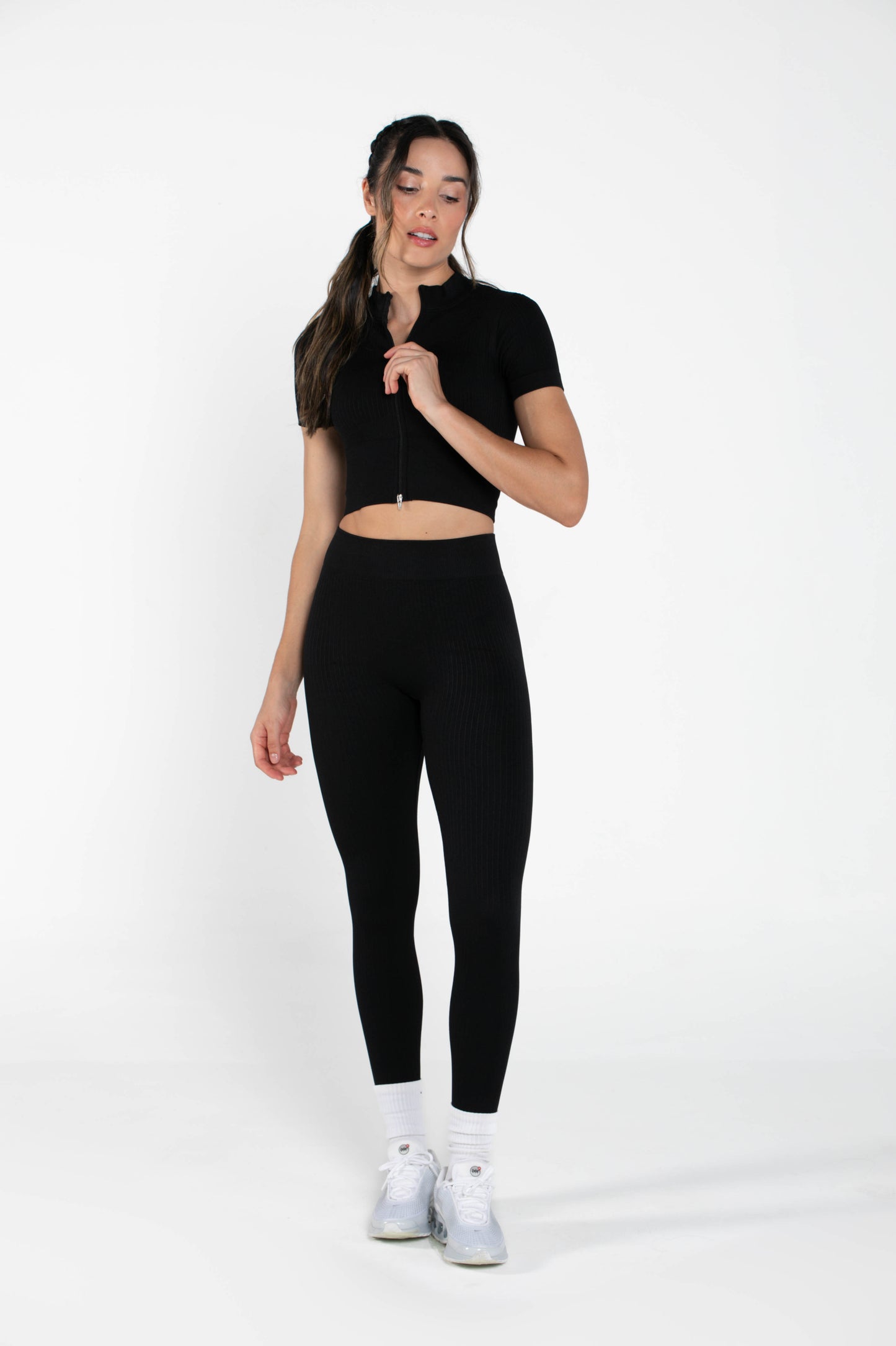 Misty - Set - Short-Sleeved - Leggings - Black