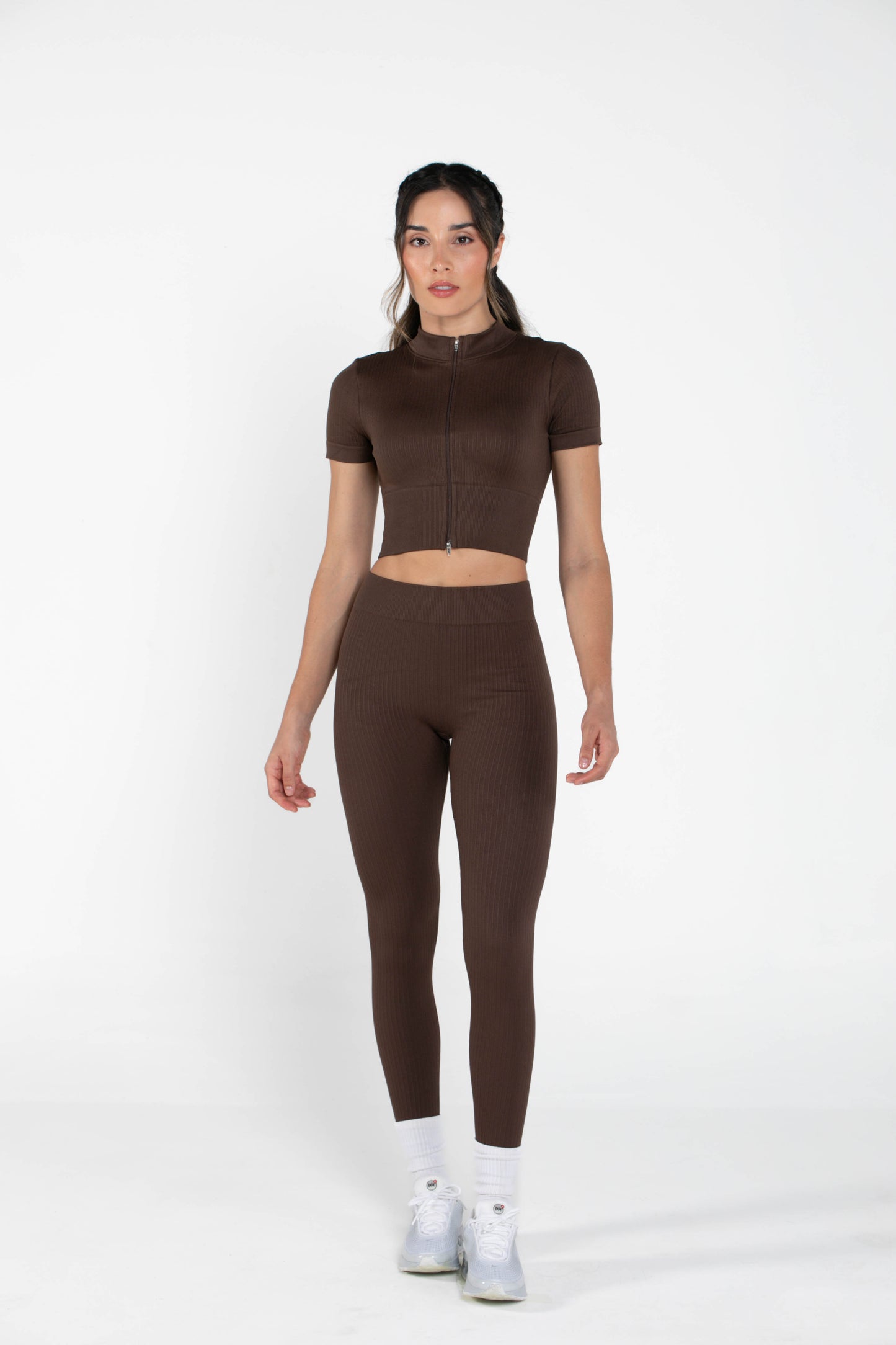 Misty - Set - Short-Sleeved - Leggings - Brown