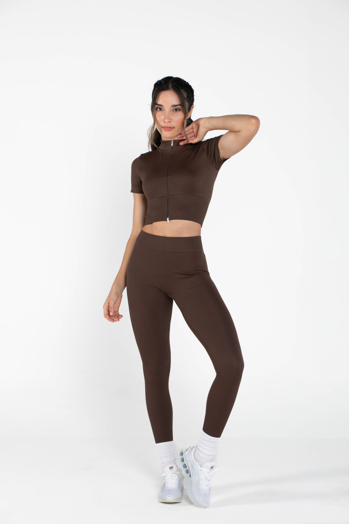 Misty - Set - Short-Sleeved - Leggings - Brown