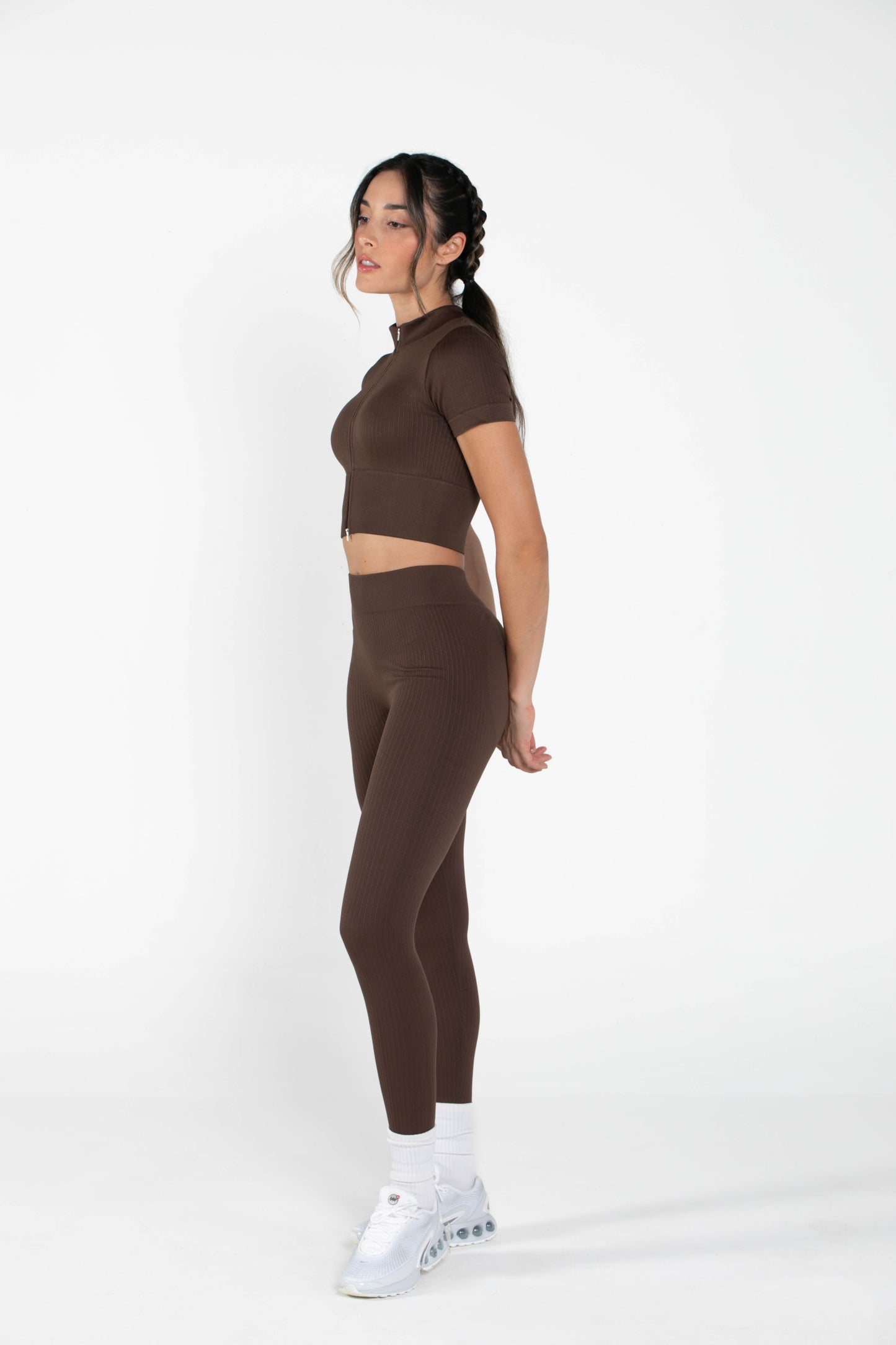 Misty - Set - Short-Sleeved - Leggings - Brown