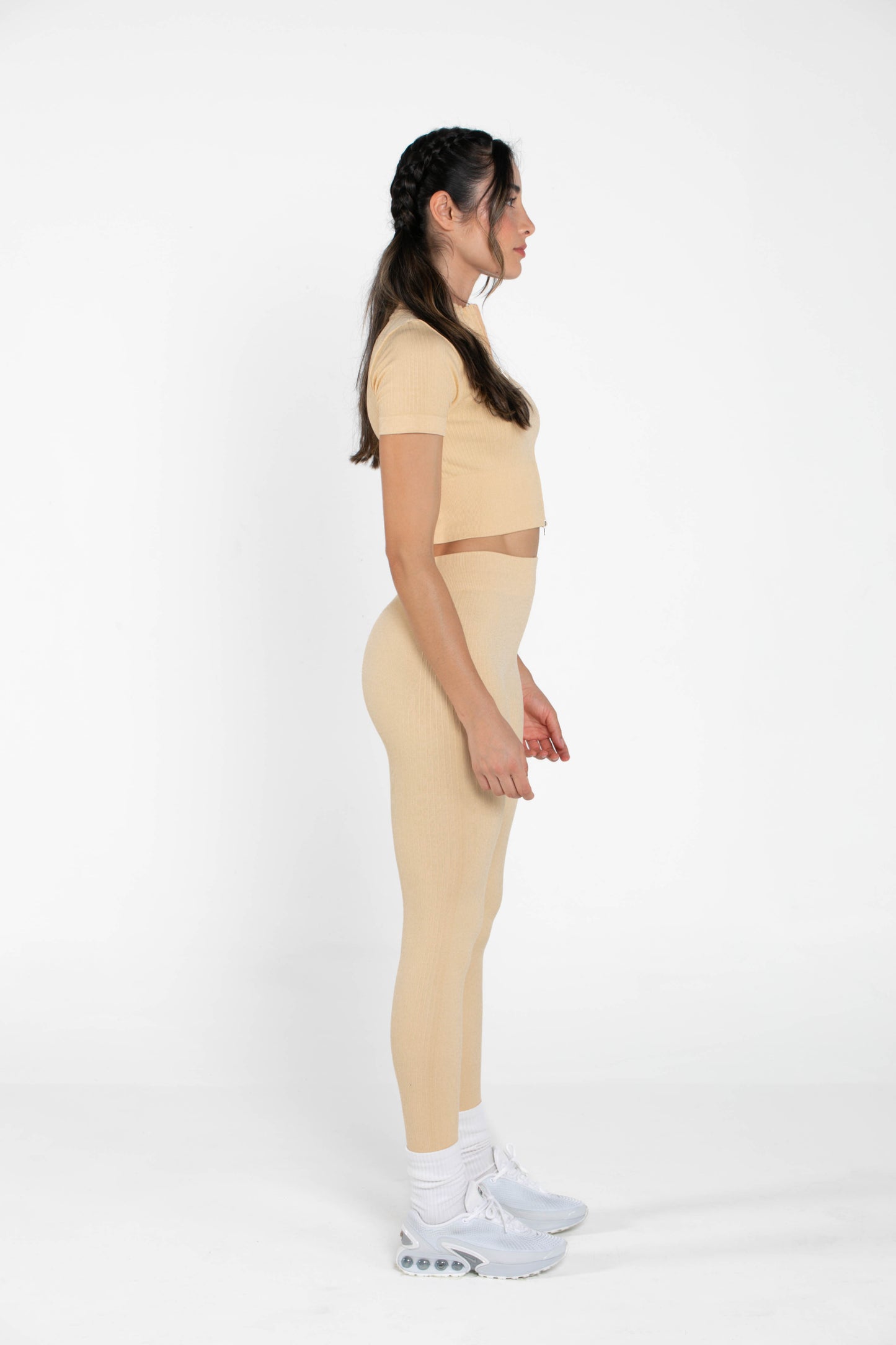 Misty - Set - Short-Sleeved - Leggings - Camel