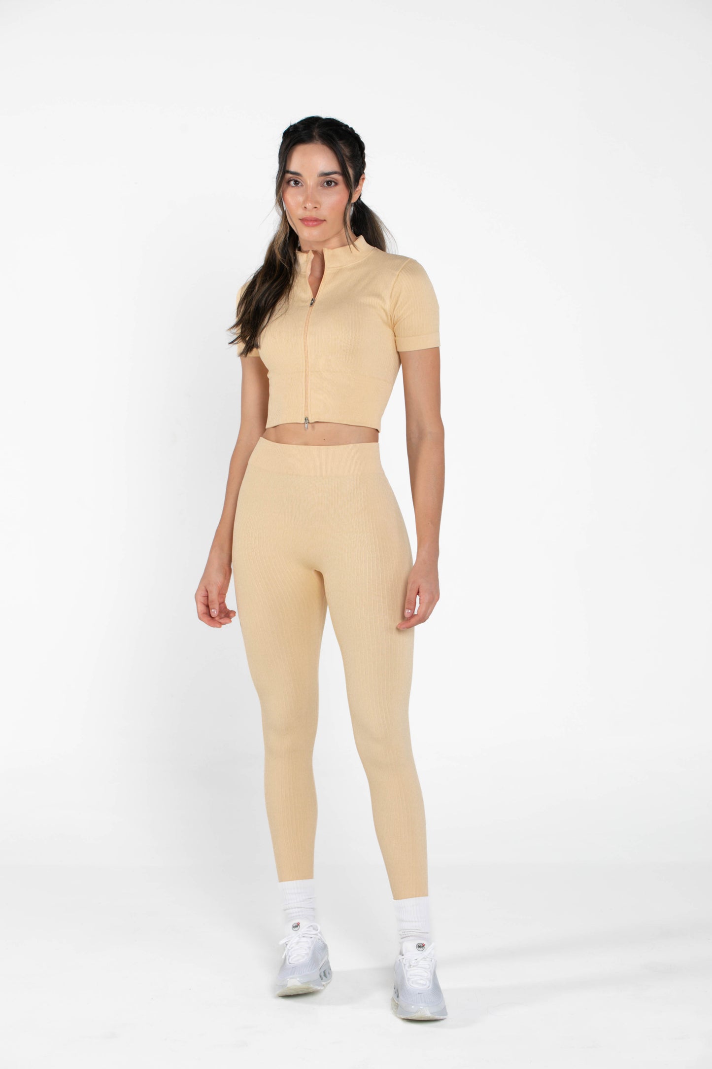 Misty - Set - Short-Sleeved - Leggings - Camel