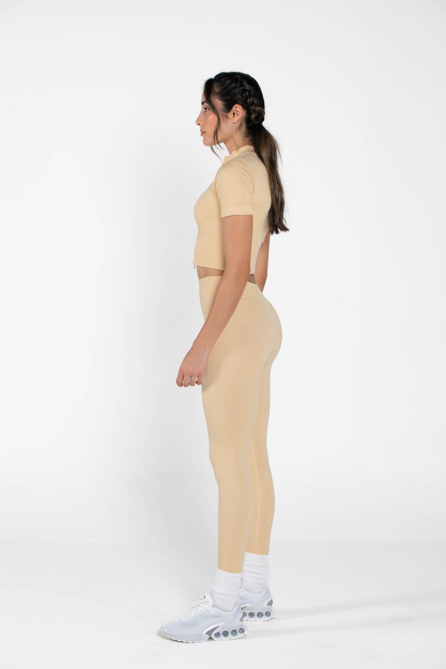 Misty - Set - Short-Sleeved - Leggings - Camel