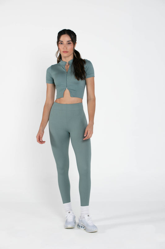 Misty - Set - Short-Sleeved - Leggings - Greygreen