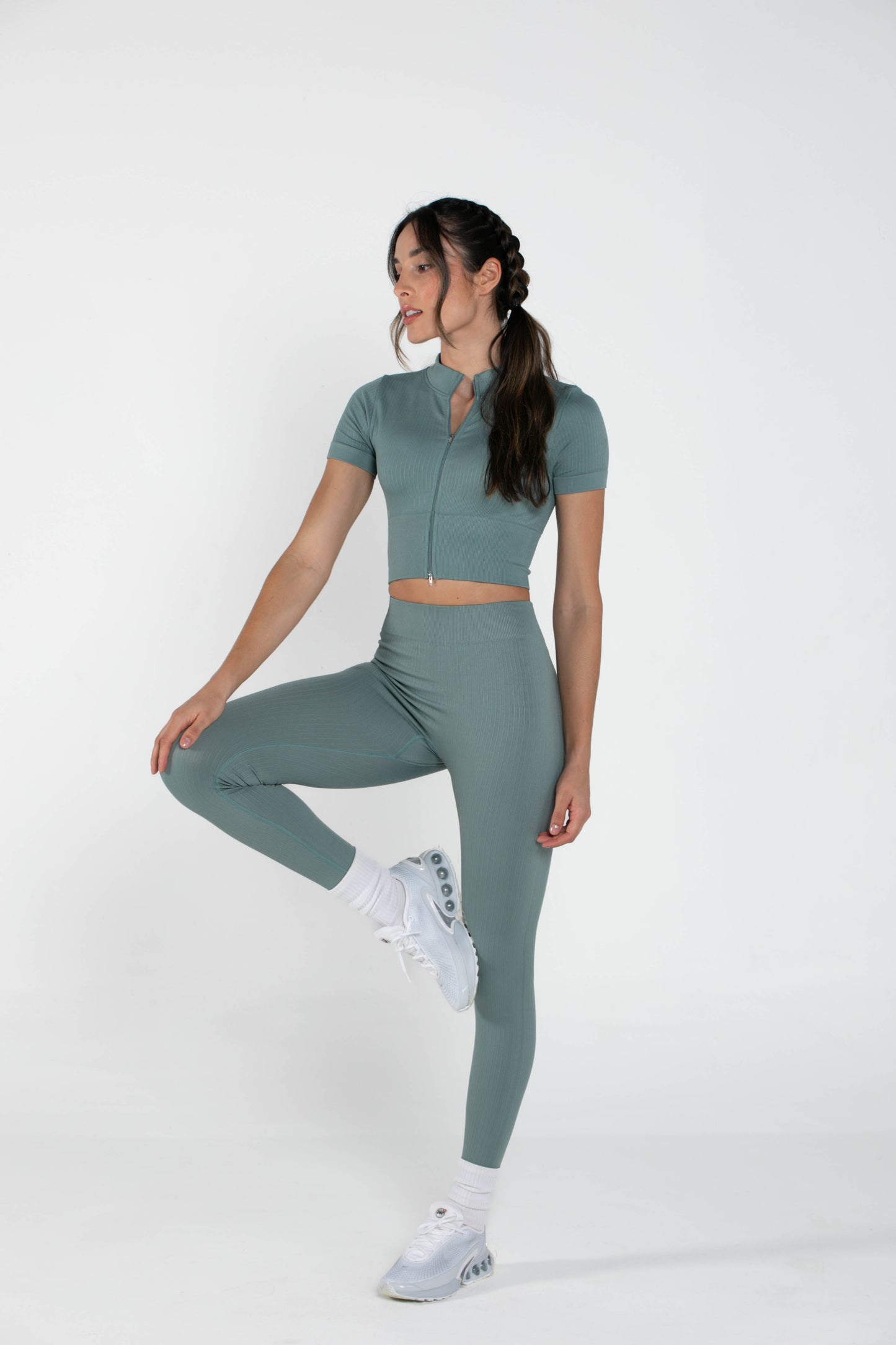 Misty - Set - Short-Sleeved - Leggings - Greygreen