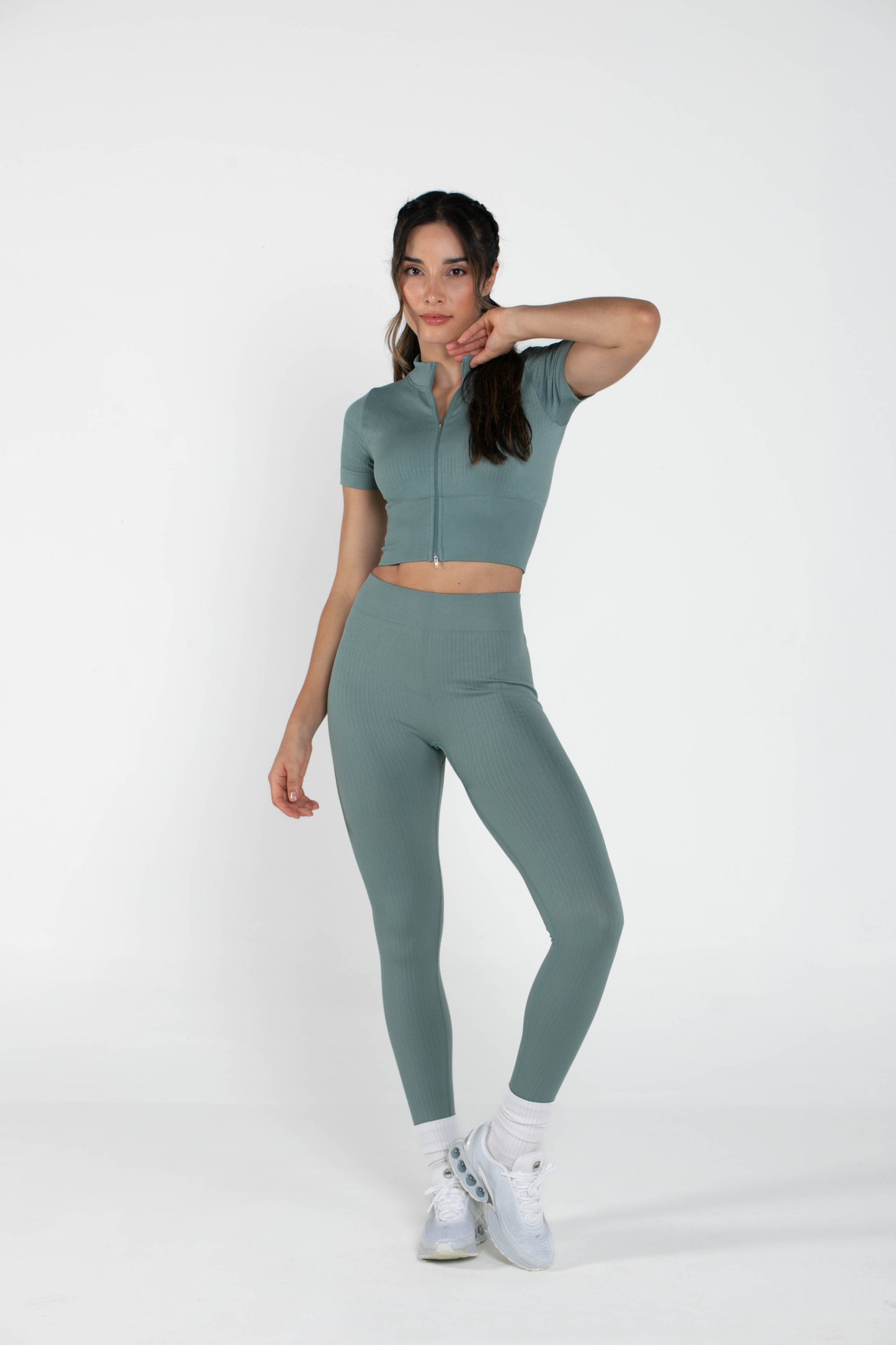 Misty - Set - Short-Sleeved - Leggings - Greygreen