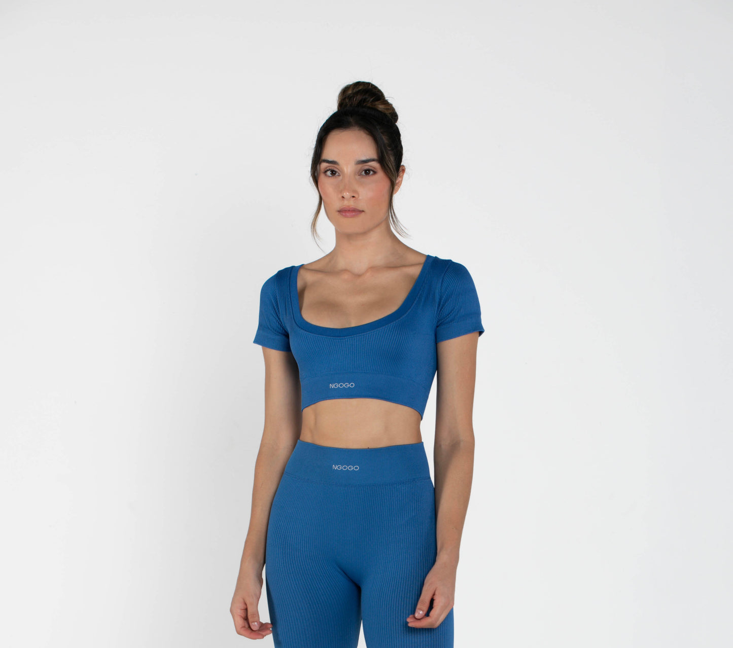 Mid - Short - Sleeved - Crop Top - Royal Blue