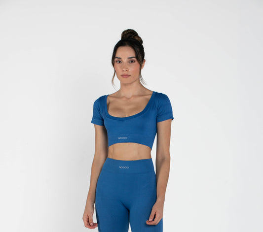 Mid - Short - Sleeved - Crop Top - Royal Blue