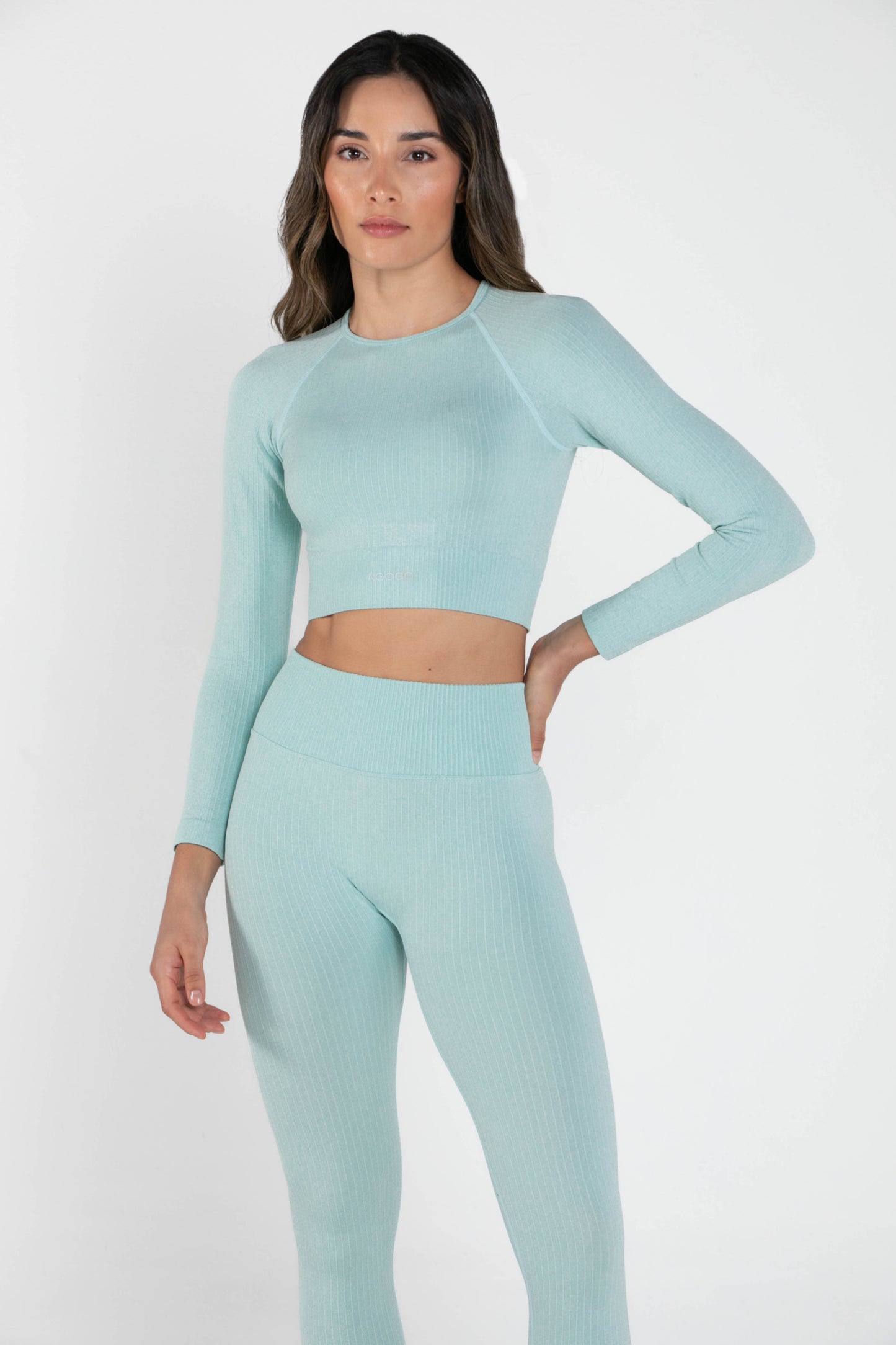 Bloom - Long-Sleeved Crop Top - Blue