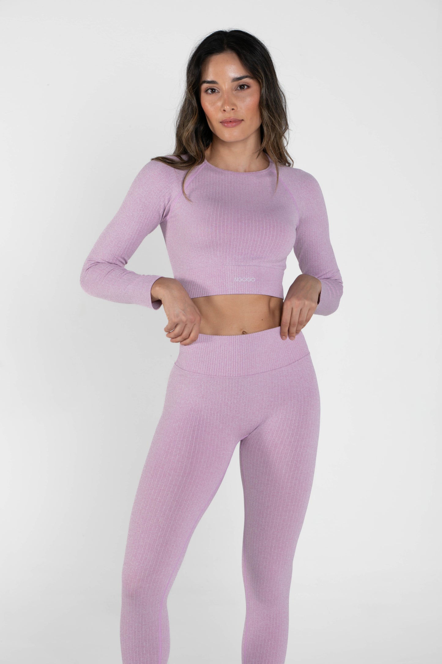 Bloom - Long-Sleeved Crop Top - Purple